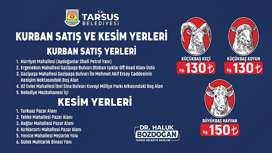 Tarsus'ta Kurbanlık Fiyatları İle Satış ve Kesim Yerleri Belirlendi