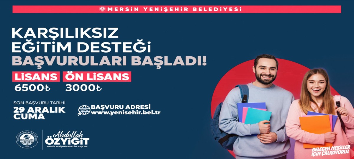 YENİŞEHİR BELEDİYESİNİN KARŞILIKSIZ EĞİTİM DESTEĞİ BAŞVURULARI BAŞLADI