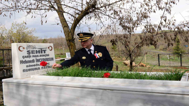 Bingöl’de emniyet mensupları, şehit kabirlerine karanfil bıraktı