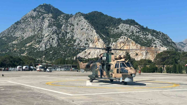 Konya’dan havalanan AS-532 Couger tipi helikopter, tahliye çalışmalarına devam ediyor