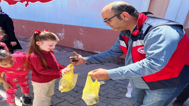 Altıntaş’ta ilkokul öğrencilerine 300 adet sebze fidesi dağıtıldı