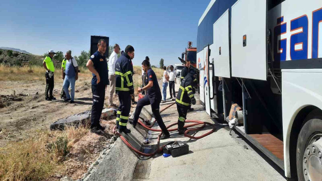 Amasya’da yolcu otobüsünde korkutan yangın