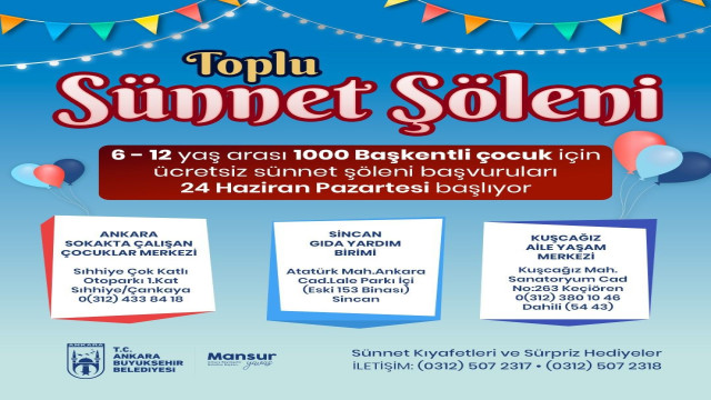 Ankara Büyükşehir ‘Toplu Sünnet Şöleni’ için kayıtlar başlıyor