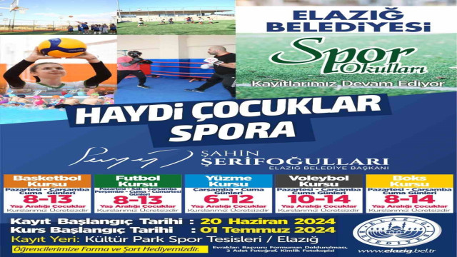 Elazığ Belediyesinden ücretsiz yaz spor kursları