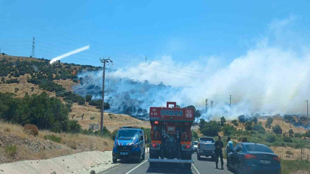 İzmir’de makilik ve otluk alanda yangın