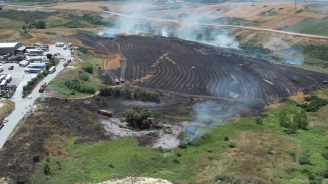 Arnavutköy’de otluk alanda çıkan yangın tarım arazisine sıçradı