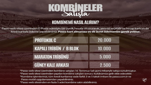 Elazığspor’da kombine biletler satışa çıktı