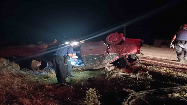 Karaman’da takla atan otomobilin sürücüsü yaralandı
