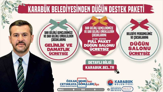 Karabük Belediyesi’nden dar gelirli çiftlere düğün destek paketi