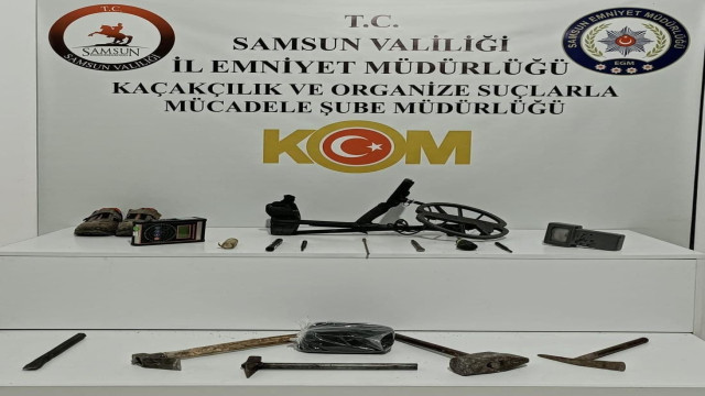 Samsun’da 2 kişi define arama malzemesiyle yakalandı