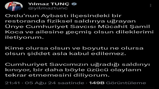 Savcı ile restoran arasındaki gerginlik olayına Bakan Yılmaz Tunç’tan açıklama